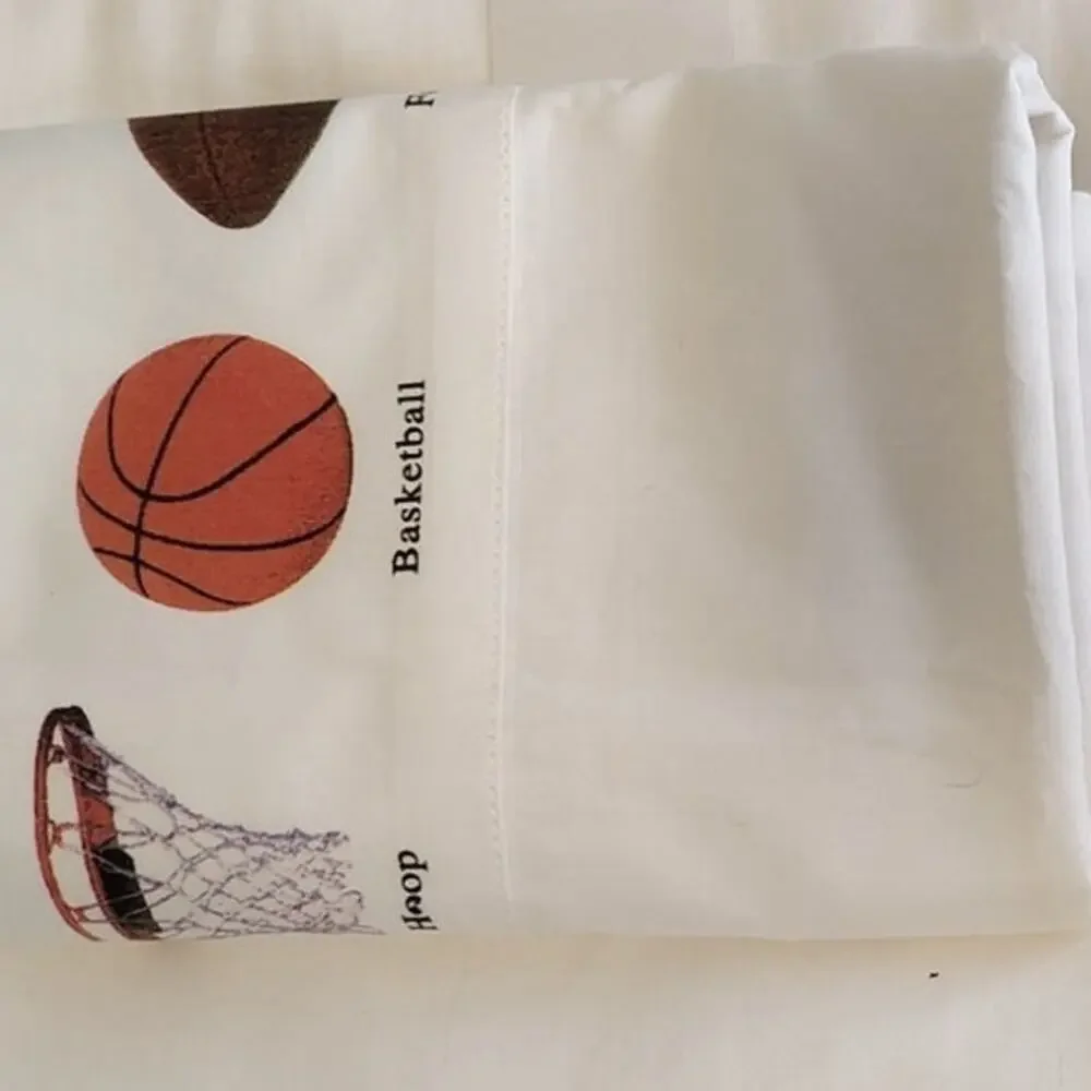 NEW Twin/Single Flat sheet and pillowcase set ALL SPORTS/100% Cotton/super soft!